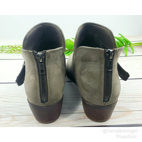 David Aaron Austin stack heel booties 10 beige - Picture 10 of 12